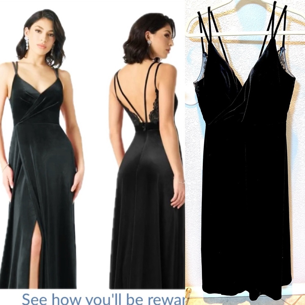 AZAZIE DRESS Alt to MID LENGTH not Floor Length Black Velvet/Lace
Sz A10 NWT